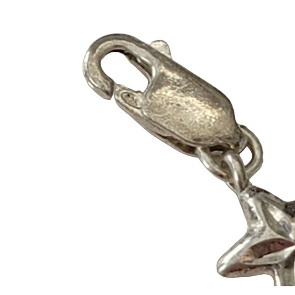 Sterling Silver Lobster Clasp Stars Chain Link Bracelet, 7.75" Long E715 - Picture 4 of 8